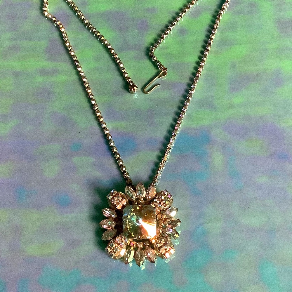 Vintage AB Rhinestone Jewels Pendant Necklace